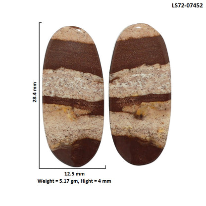 Outback Jasper Pair 12.5x28.4x4 mm Oval Shape Polished Gemstone LS72-07452