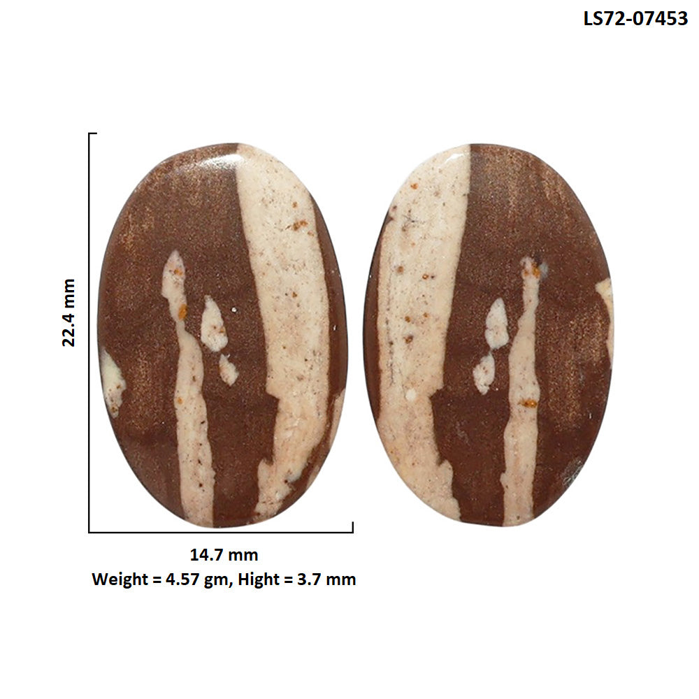 Outback Jasper Pair 14.7x22.4x3.7 mm Oval Shape Polished Gemstone LS72-07453