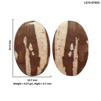 Outback Jasper Pair 14.7x22.4x3.7 mm Oval Shape Polished Gemstone LS72-07453