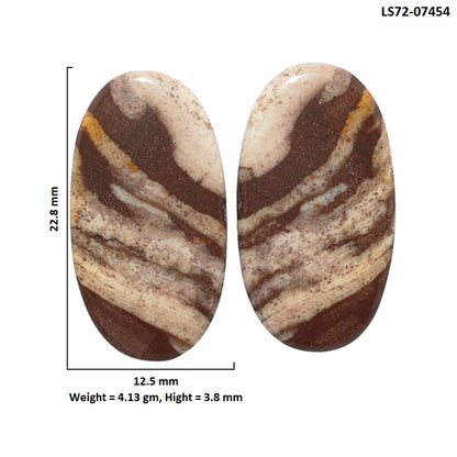 Outback Jasper Pair 12.5x22.8x3.8 mm Oval Shape Polished Gemstone LS72-07454