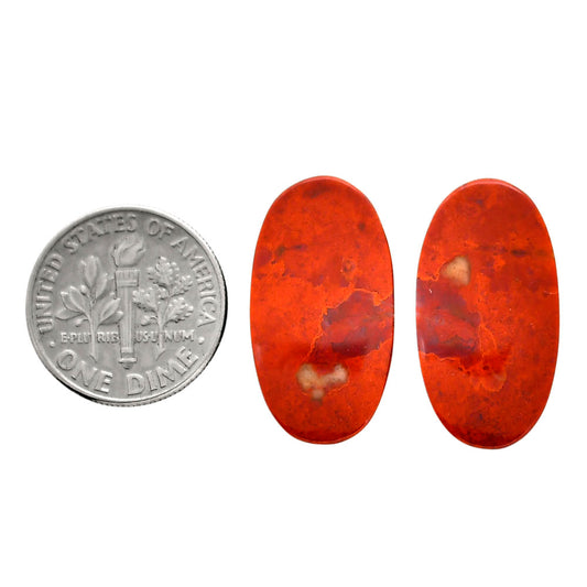 Red Moss Agate Pair 12.7x23.7x4 mm Oval Shape Polished Gemstone LS73-04461