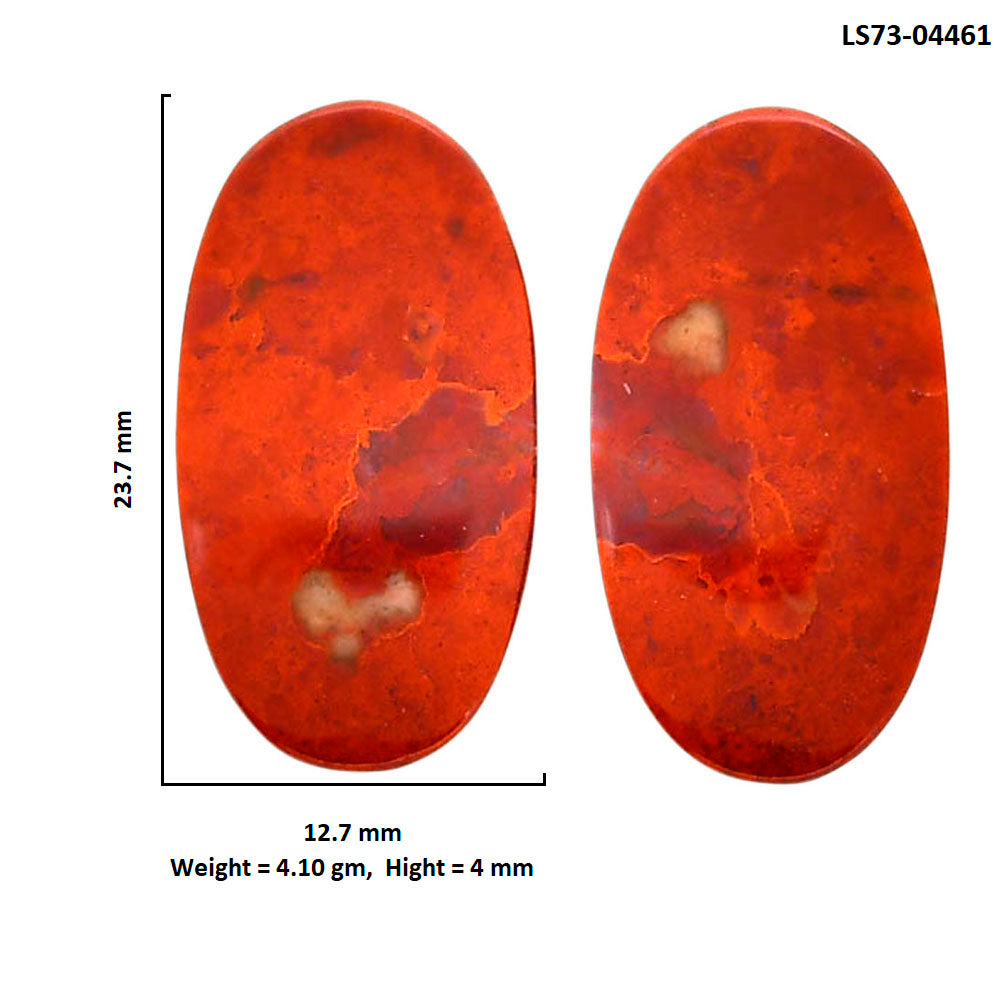 Red Moss Agate Pair 12.7x23.7x4 mm Oval Shape Polished Gemstone LS73-04461