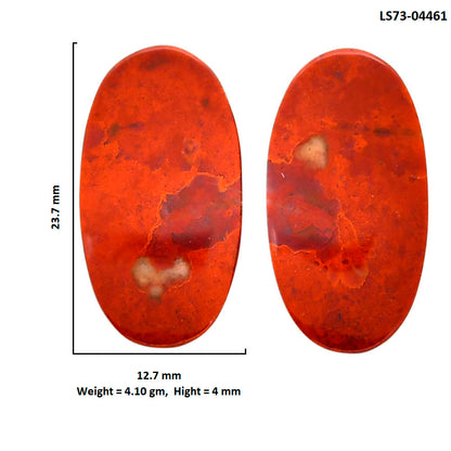 Red Moss Agate Pair 12.7x23.7x4 mm Oval Shape Polished Gemstone LS73-04461