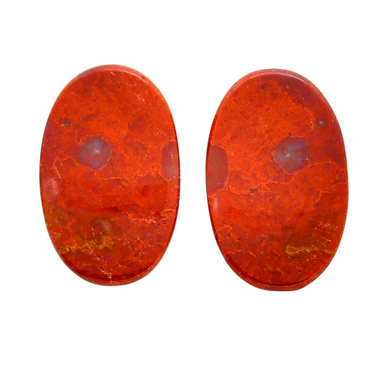 Red Moss Agate Pair 13.5x21.2x4.5 mm Oval Shape Polished Gemstone LS73-04466