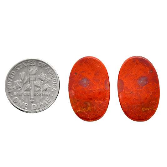 Red Moss Agate Pair 13.5x21.2x4.5 mm Oval Shape Polished Gemstone LS73-04466