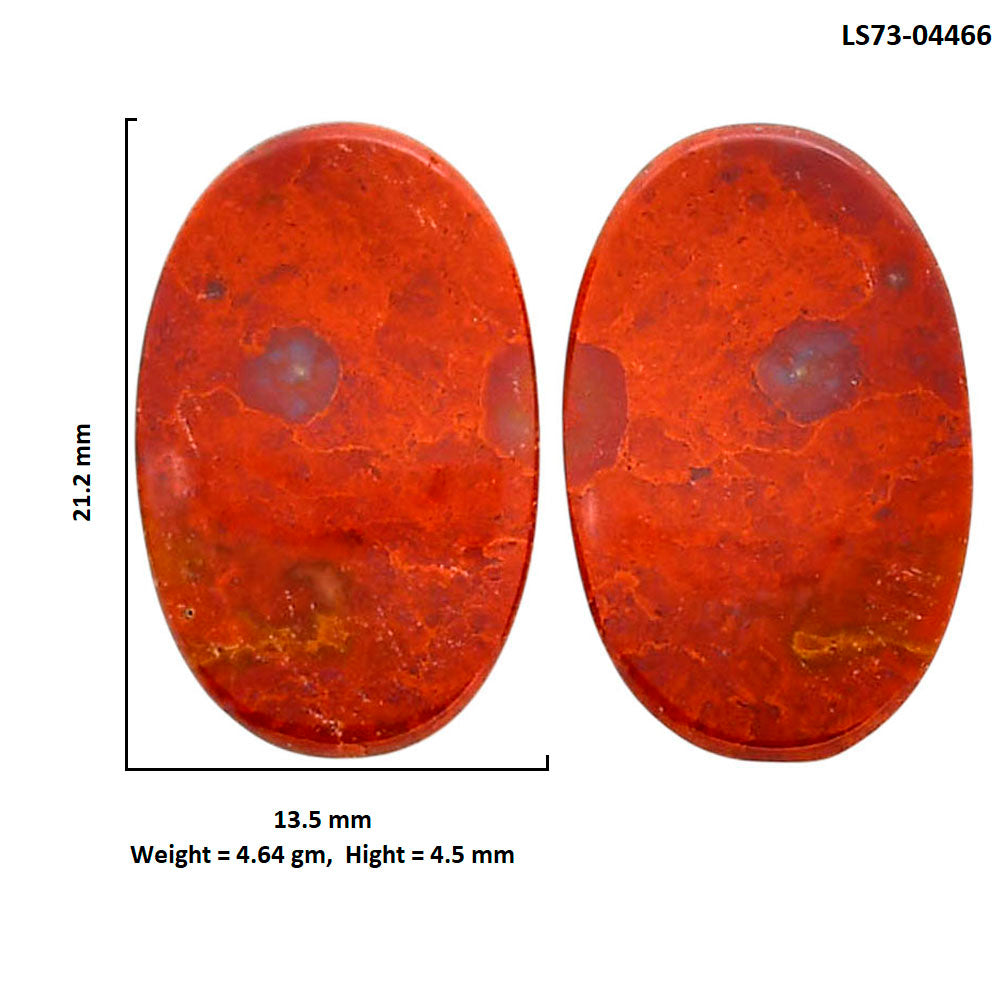 Red Moss Agate Pair 13.5x21.2x4.5 mm Oval Shape Polished Gemstone LS73-04466