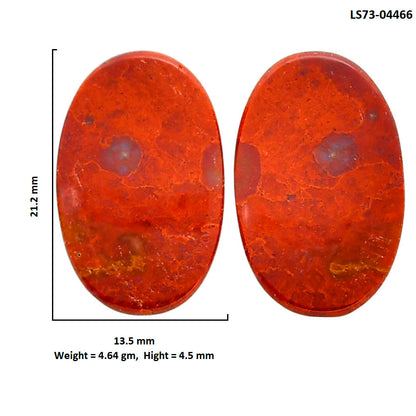 Red Moss Agate Pair 13.5x21.2x4.5 mm Oval Shape Polished Gemstone LS73-04466