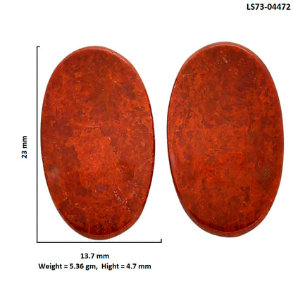 Red Moss Agate Pair 13.7x23x4.7 mm Oval Shape Polished Gemstone LS73-04472