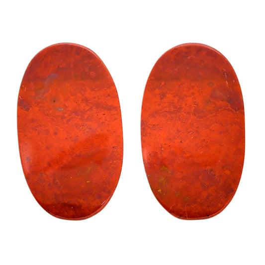 Red Moss Agate Pair 14.5x24.3x4.7 mm Oval Shape Polished Gemstone LS73-04474
