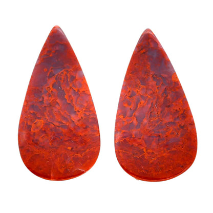 Red Moss Agate Pair 13.5x25.3x4.3 mm Pear Shape Polished Gemstone LS73-04475