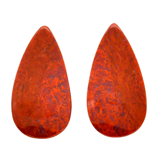 Red Moss Agate Pair 12.5x23.5x4 mm Pear Shape Polished Gemstone LS73-04476