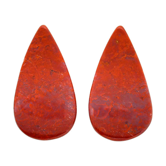 Red Moss Agate Pair 14x25.15x3.5 mm Pear Shape Polished Gemstone LS73-04477