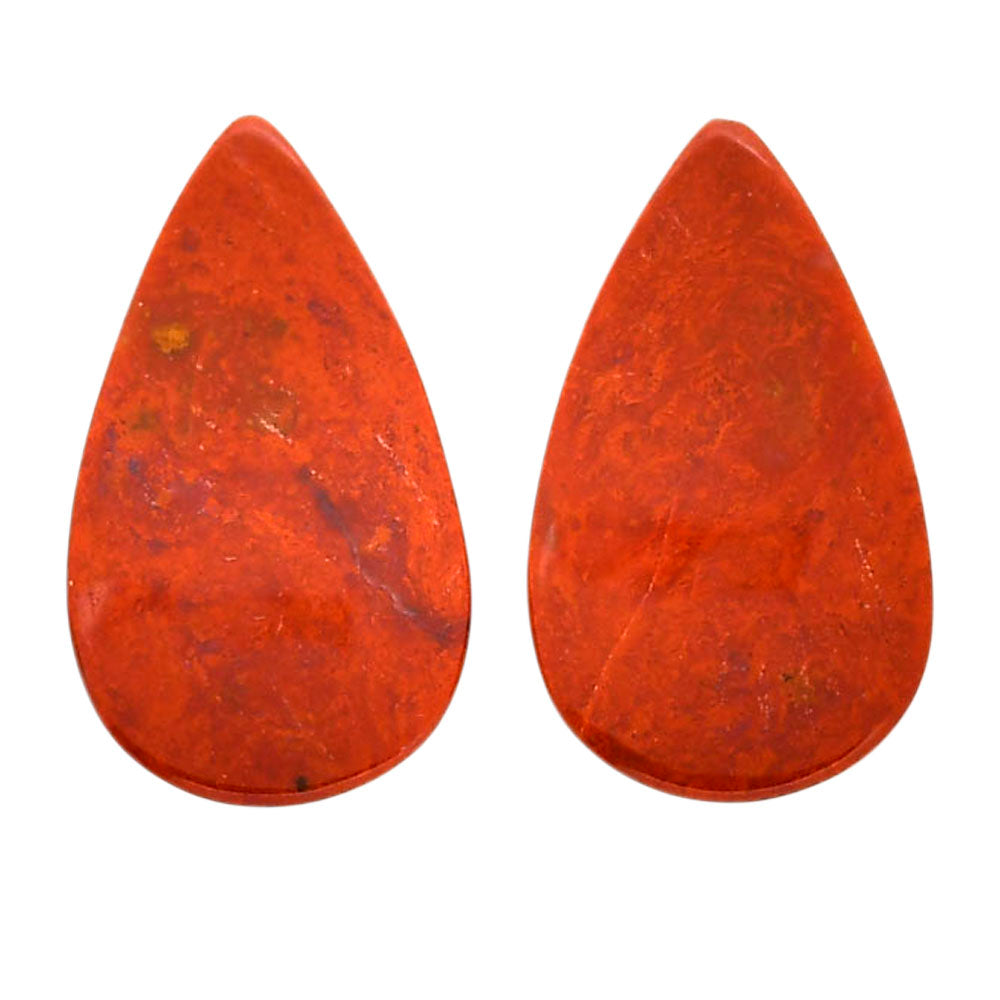 Red Moss Agate Pair 14.2x24.2x4 mm Pear Shape Polished Gemstone LS73-04478