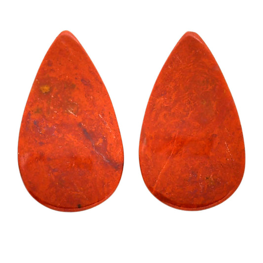 Red Moss Agate Pair 14.2x24.2x4 mm Pear Shape Polished Gemstone LS73-04478