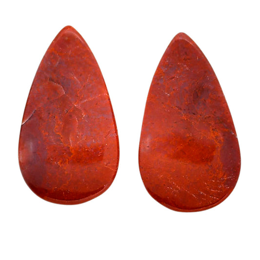 Red Moss Agate Pair 13.8x24.1x4 mm Pear Shape Polished Gemstone LS73-04479