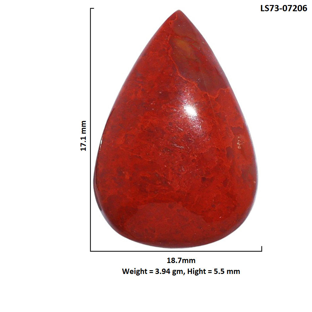 Red Moss Agate 18.7x17.1x5.5 mm Pear Shape Polished Gemstone LS73-07206