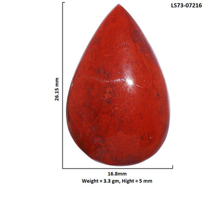 Red Moss Agate 16.8x26.15x5 mm Pear Shape Polished Gemstone LS73-07216