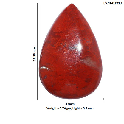 Red Moss Agate 17x25.85x5.7 mm Pear Shape Polished Gemstone LS73-07217