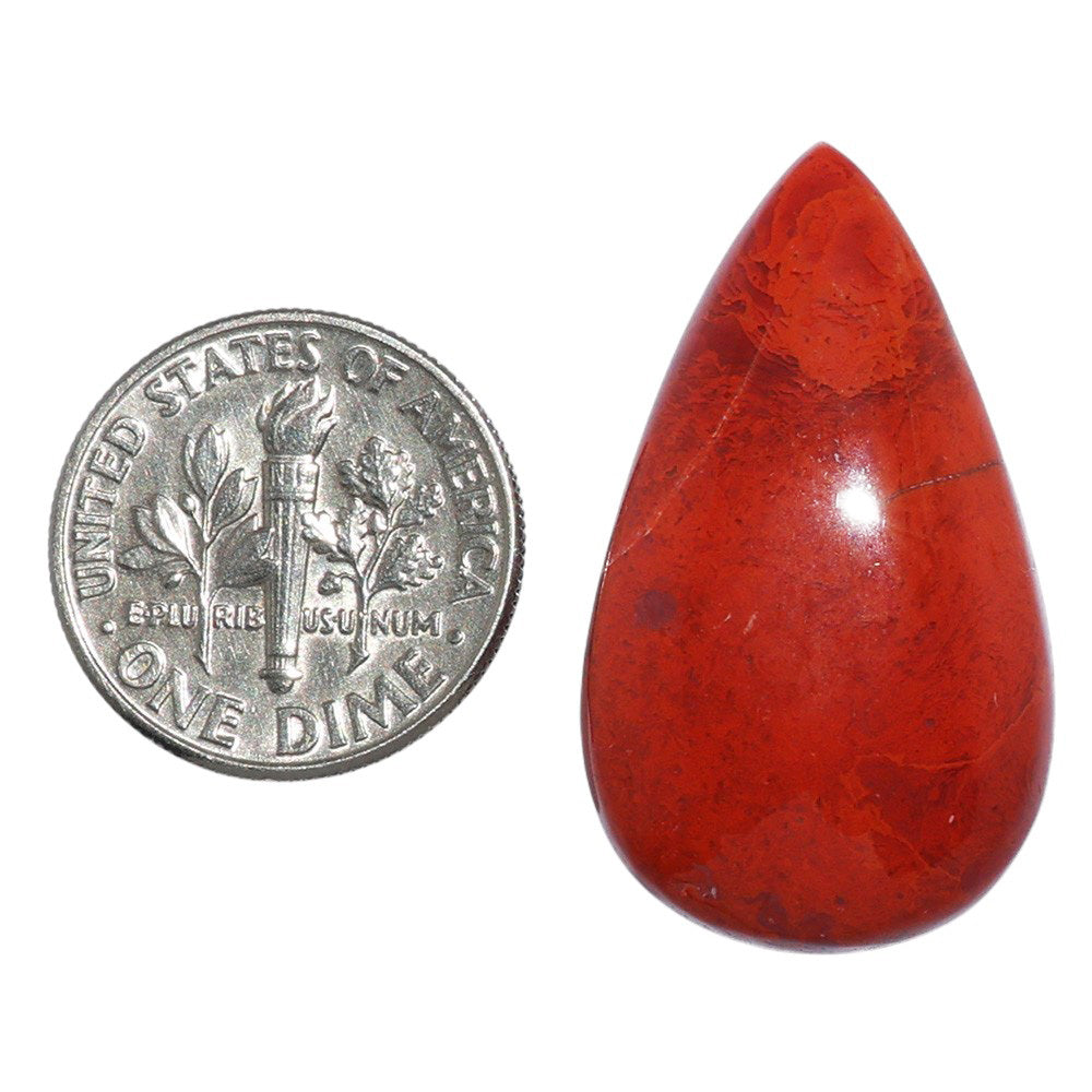 Red Moss Agate 17.6x30.5x6 mm Pear Shape Polished Gemstone LS73-07233