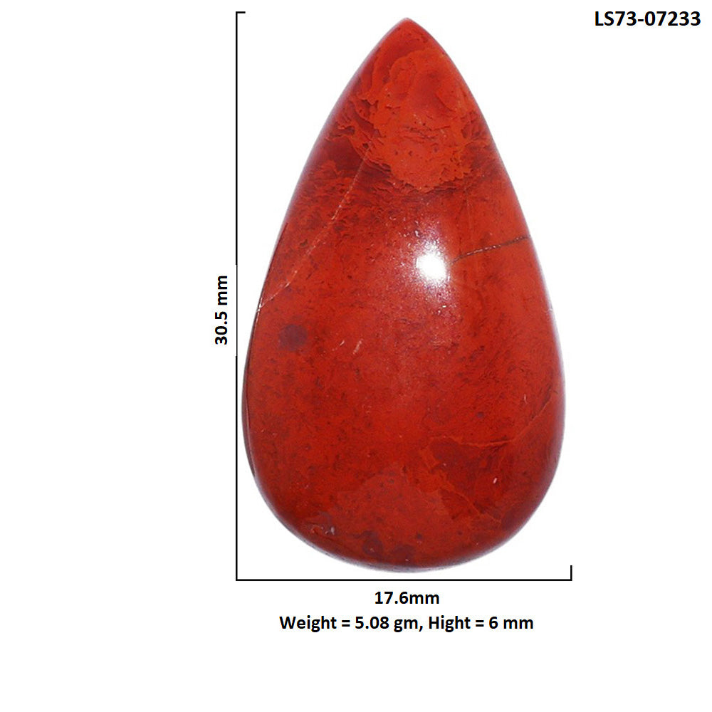 Red Moss Agate 17.6x30.5x6 mm Pear Shape Polished Gemstone LS73-07233