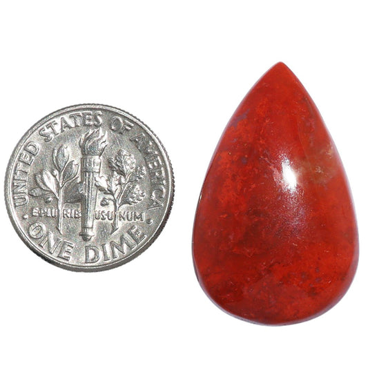 Red Moss Agate 17.5x28x5 mm Pear Shape Polished Gemstone LS73-07236