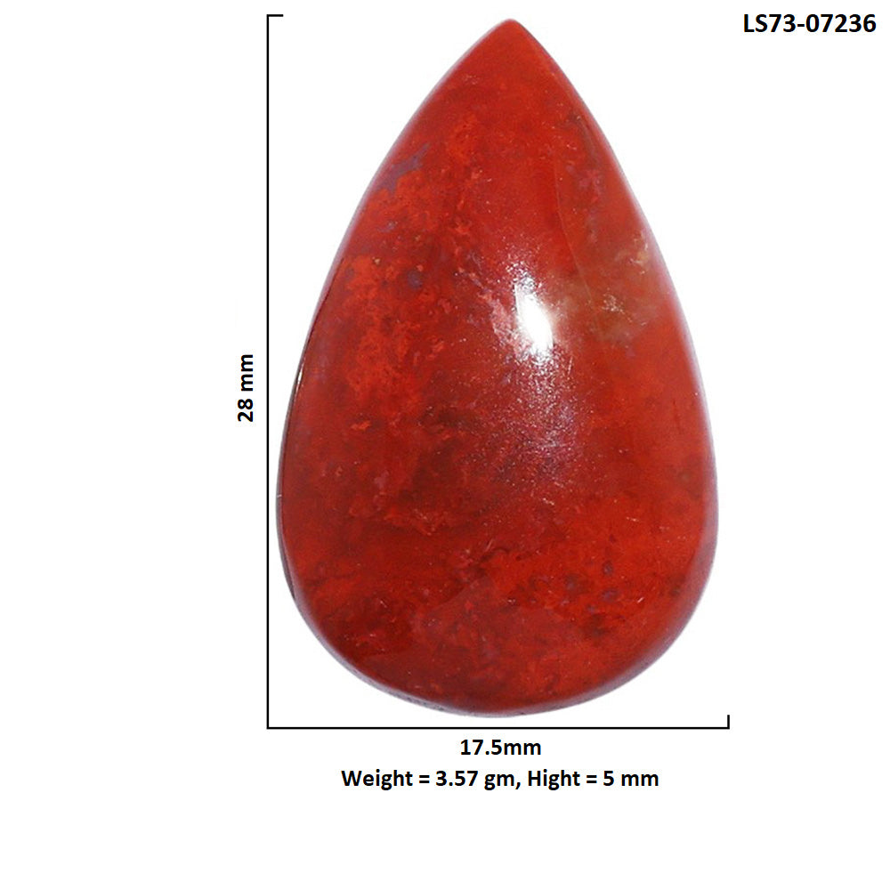 Red Moss Agate 17.5x28x5 mm Pear Shape Polished Gemstone LS73-07236