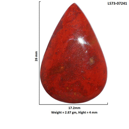 Red Moss Agate 17.2x26x4 mm Pear Shape Polished Gemstone LS73-07241