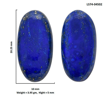 Lapis Lazuli Pair 10x20.25x5 mm Oval Shape Polished Gemstone LS74-04502