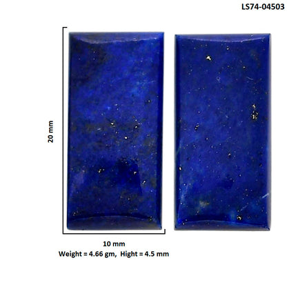 Lapis Lazuli Pair 10x20x4.5 mm Baguette Shape Polished Gemstone LS74-04503