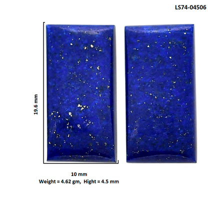 Lapis Lazuli Pair 10x19.6x4.5 mm Baguette Shape Polished Gemstone LS74-04506