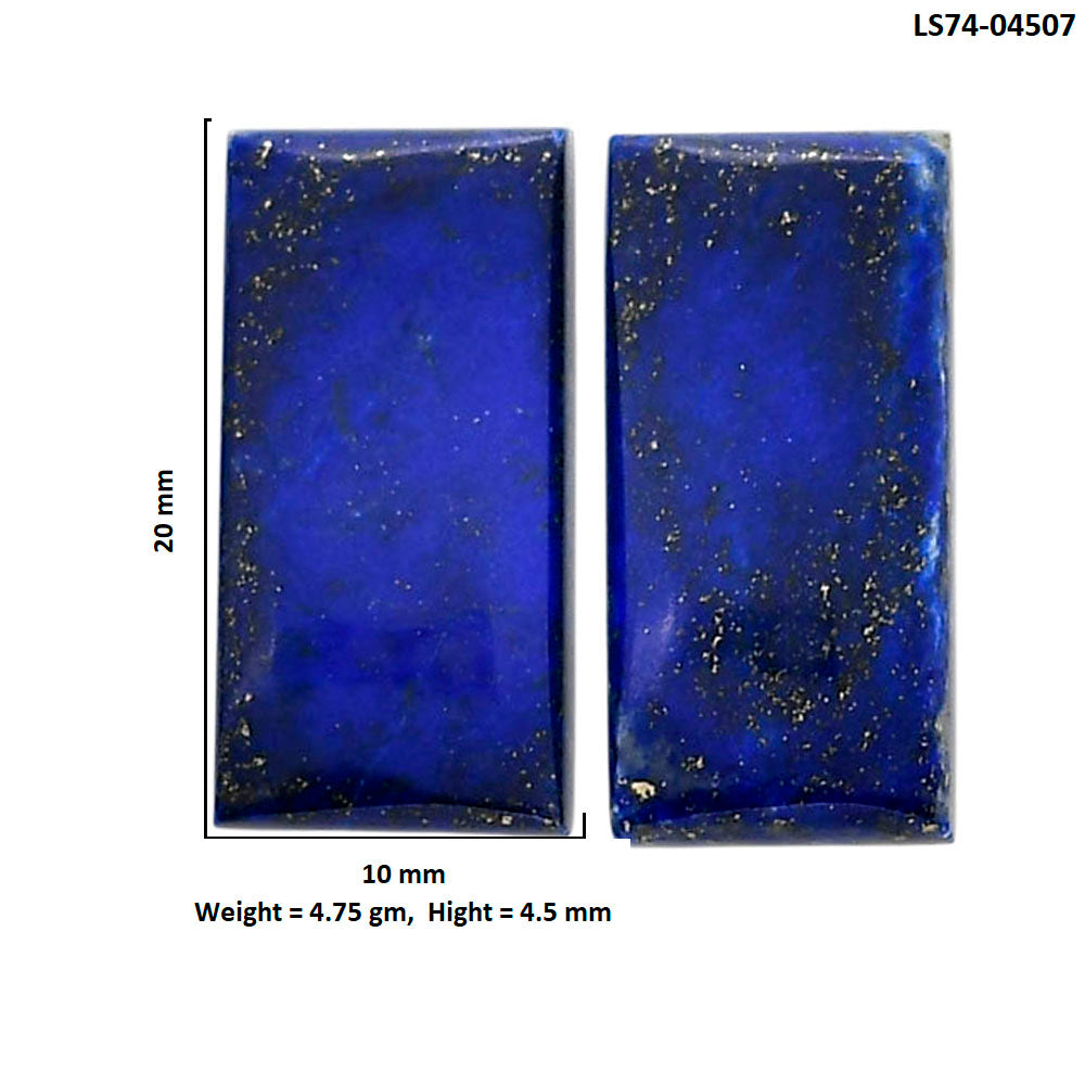 Lapis Lazuli Pair 10x20x4.5 mm Baguette Shape Polished Gemstone LS74-04507