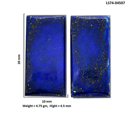 Lapis Lazuli Pair 10x20x4.5 mm Baguette Shape Polished Gemstone LS74-04507