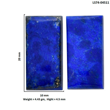 Lapis Lazuli Pair 10x20x4.5 mm Baguette Shape Polished Gemstone LS74-04511