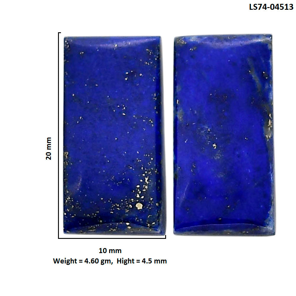 Lapis Lazuli Pair 10x20x4.5 mm Baguette Shape Polished Gemstone LS74-04513