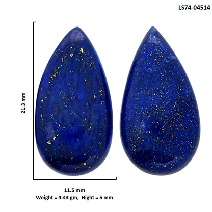 Lapis Lazuli Pair 11.5x21.3x5 mm Pear Shape Polished Gemstone LS74-04514