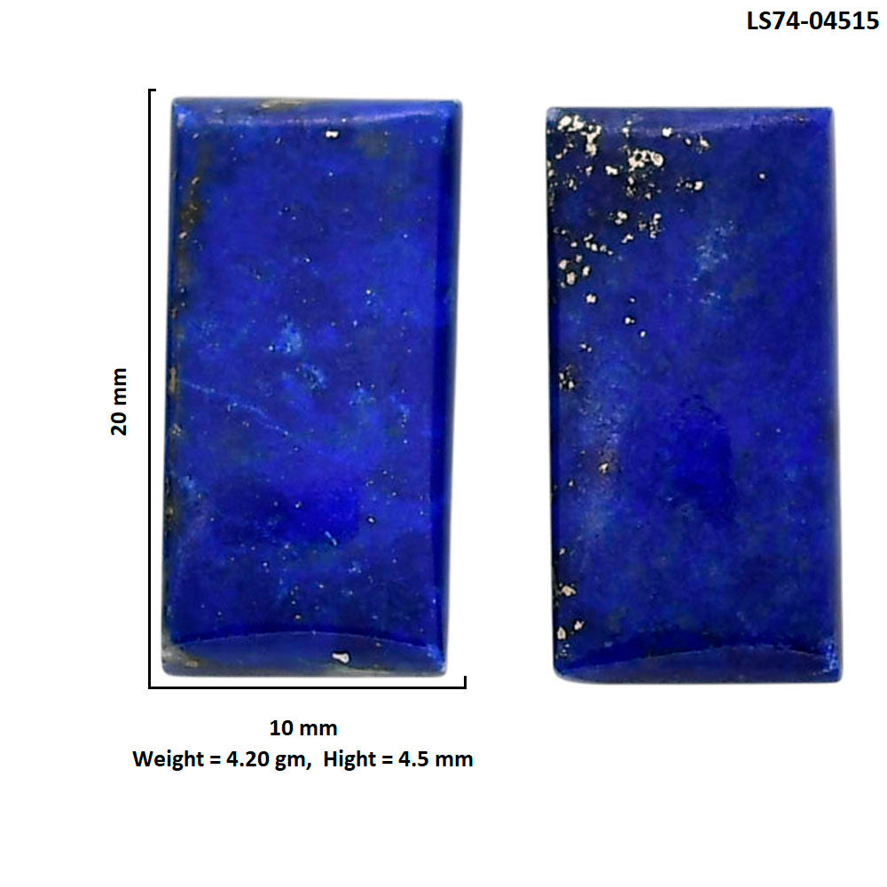 Lapis Lazuli Pair 10x20x4.5 mm Baguette Shape Polished Gemstone LS74-04515