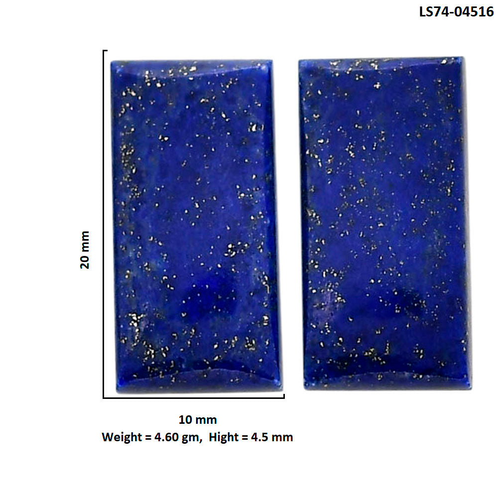 Lapis Lazuli Pair 10x20x4.5 mm Baguette Shape Polished Gemstone LS74-04516