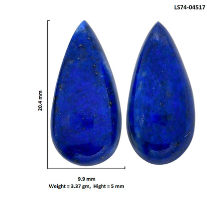 Lapis Lazuli Pair 9.9x20.4x5 mm Pear Shape Polished Gemstone LS74-04517