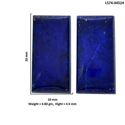 Lapis Lazuli Pair 10x20x4.5 mm Baguette Shape Polished Gemstone LS74-04524