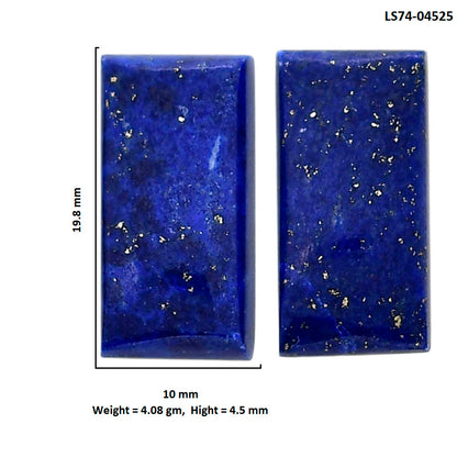 Lapis Lazuli Pair 10x19.8x4.5 mm Baguette Shape Polished Gemstone LS74-04525
