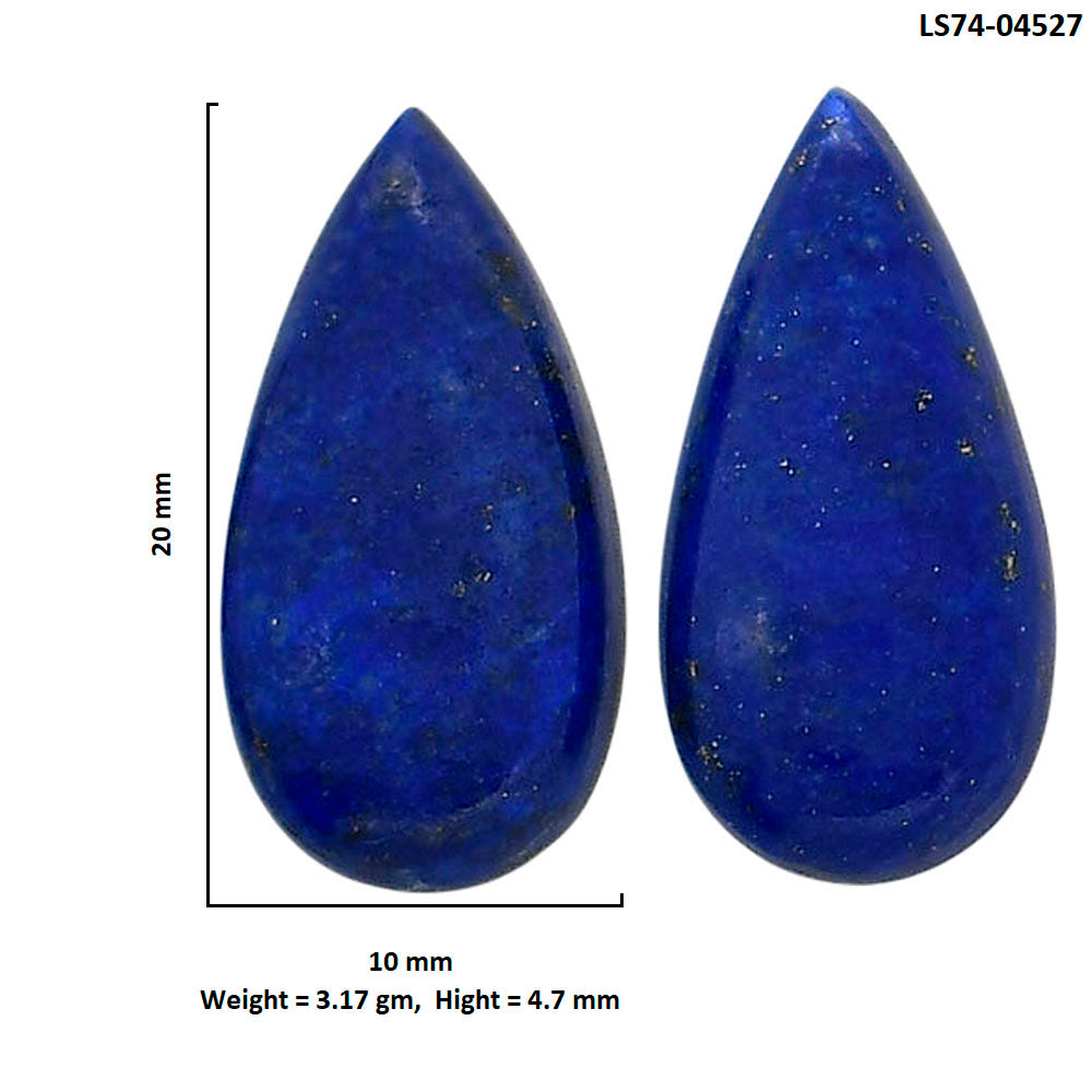 Lapis Lazuli Pair 10x20x4.7 mm Pear Shape Polished Gemstone LS74-04527