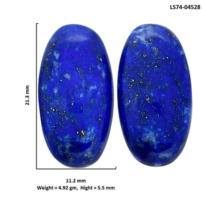 Lapis Lazuli Pair 11.2x21.3x5.5 mm Oval Shape Polished Gemstone LS74-04528