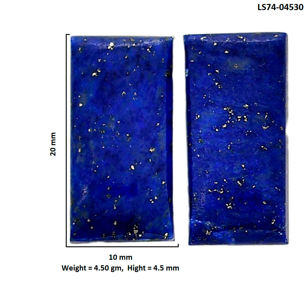 Lapis Lazuli Pair 10x20x4.5 mm Baguette Shape Polished Gemstone LS74-04530