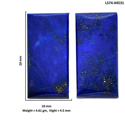 Lapis Lazuli Pair 10x20x4.5 mm Baguette Shape Polished Gemstone LS74-04531