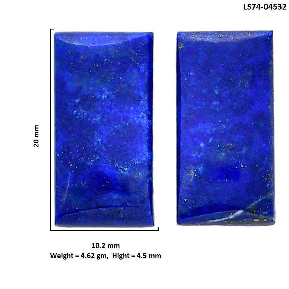 Lapis Lazuli Pair 10.2x20x4.5 mm Baguette Shape Polished Gemstone LS74-04532