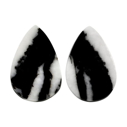 Black Zebra Jasper Pair 15x22.2x3.5 mm Pear Shape Polished Gemstone LS75-04570