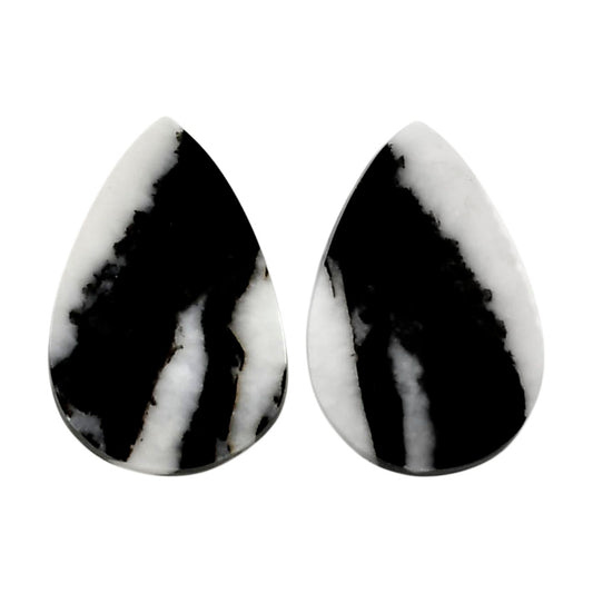 Black Zebra Jasper Pair 15x22.2x3.5 mm Pear Shape Polished Gemstone LS75-04570