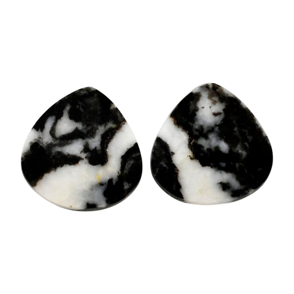 Black Zebra Jasper Pair 18.2x18.3x3.5 mm Heart Shape Polished Gemstone LS75-04571