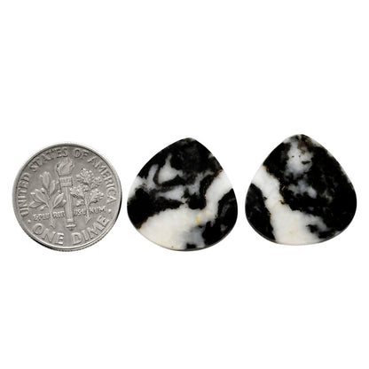 Black Zebra Jasper Pair 18.2x18.3x3.5 mm Heart Shape Polished Gemstone LS75-04571