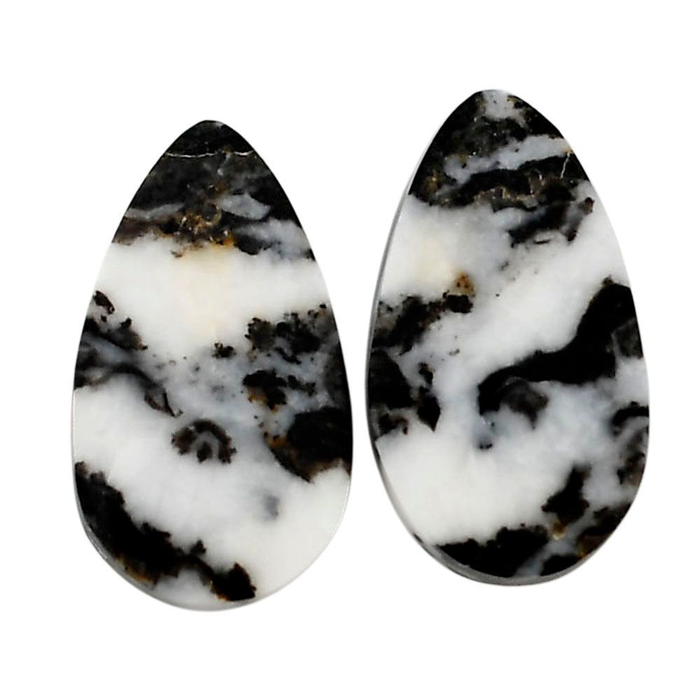 Black Zebra Jasper Pair 13.2x22.85x5 mm Pear Shape Polished Gemstone LS75-04573